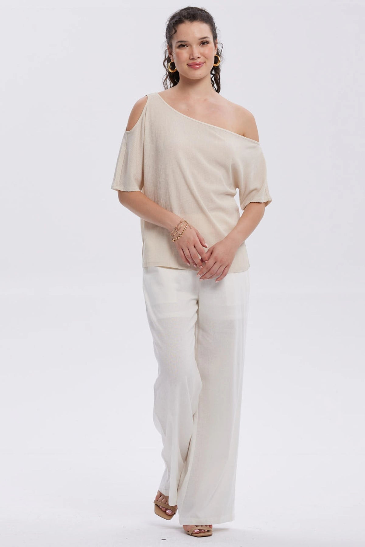 Polera Mujer Cuello Bote Arena