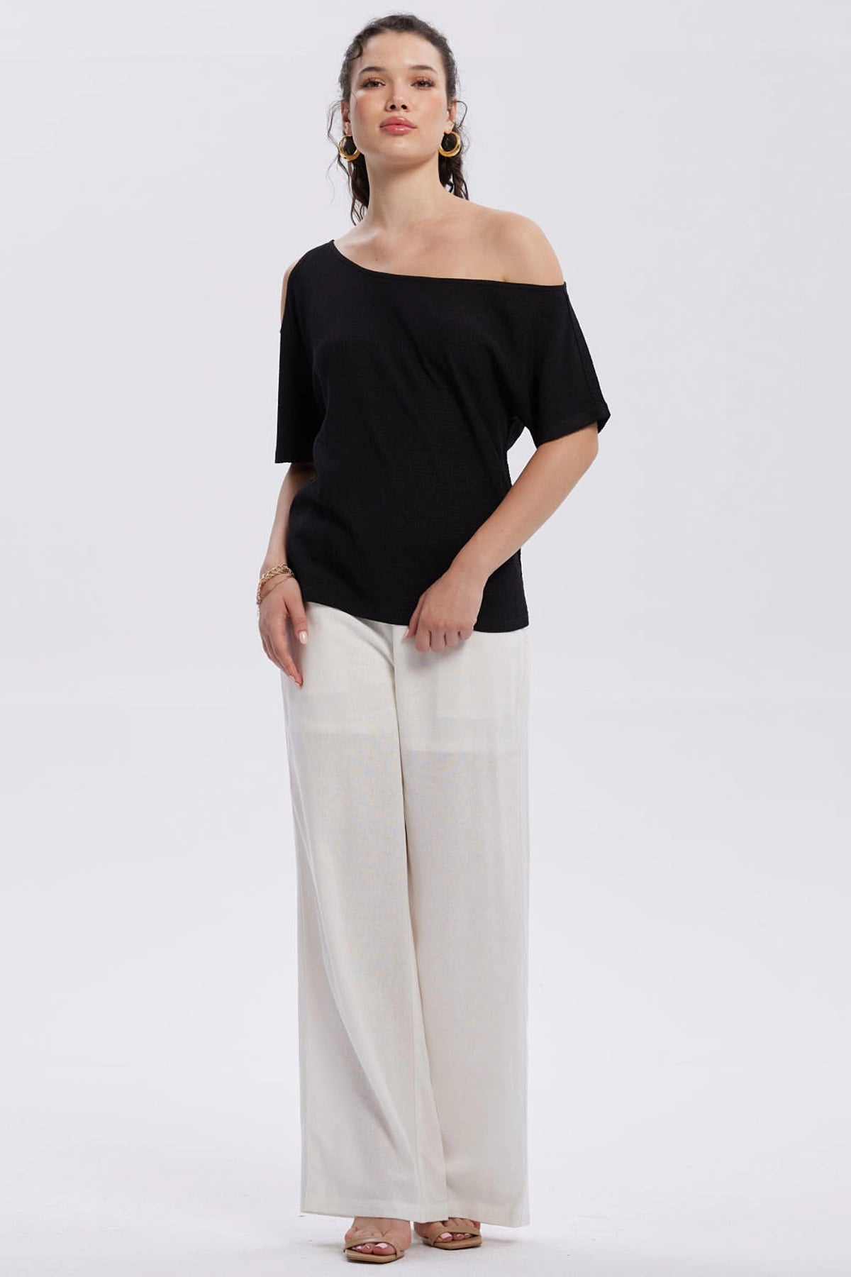 Polera Mujer Cuello Bote Negro