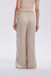 Pantalón Mujer Palazzo Aplicación Botones Arena