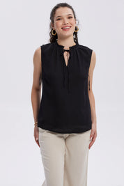 Blusa Mujer Aplicación Amarra Negro