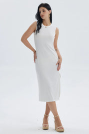 Vestido Mujer Largo Rib Crudo