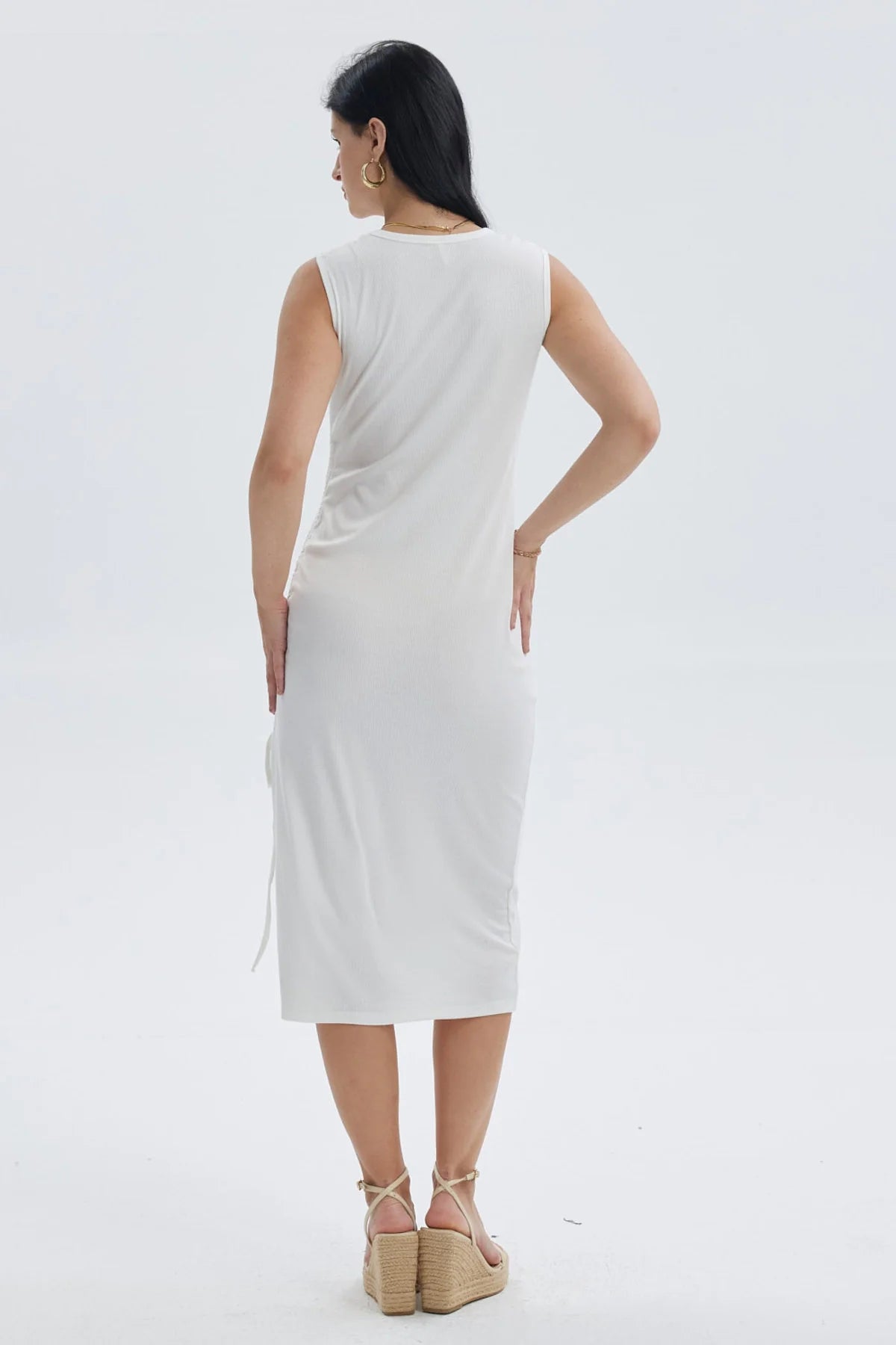 Vestido Mujer Largo Rib Crudo