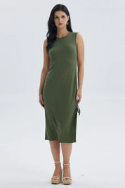Vestido Mujer Largo Rib Verde Musgo