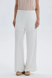 Pantalón Mujer Palazzo Pretina Elástica Crudo