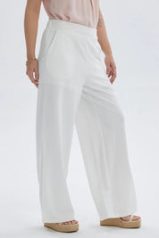 Pantalón Mujer Palazzo Pretina Elástica Crudo
