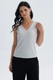 Polera Mujer Pabilo Lisa Con Textura Crudo