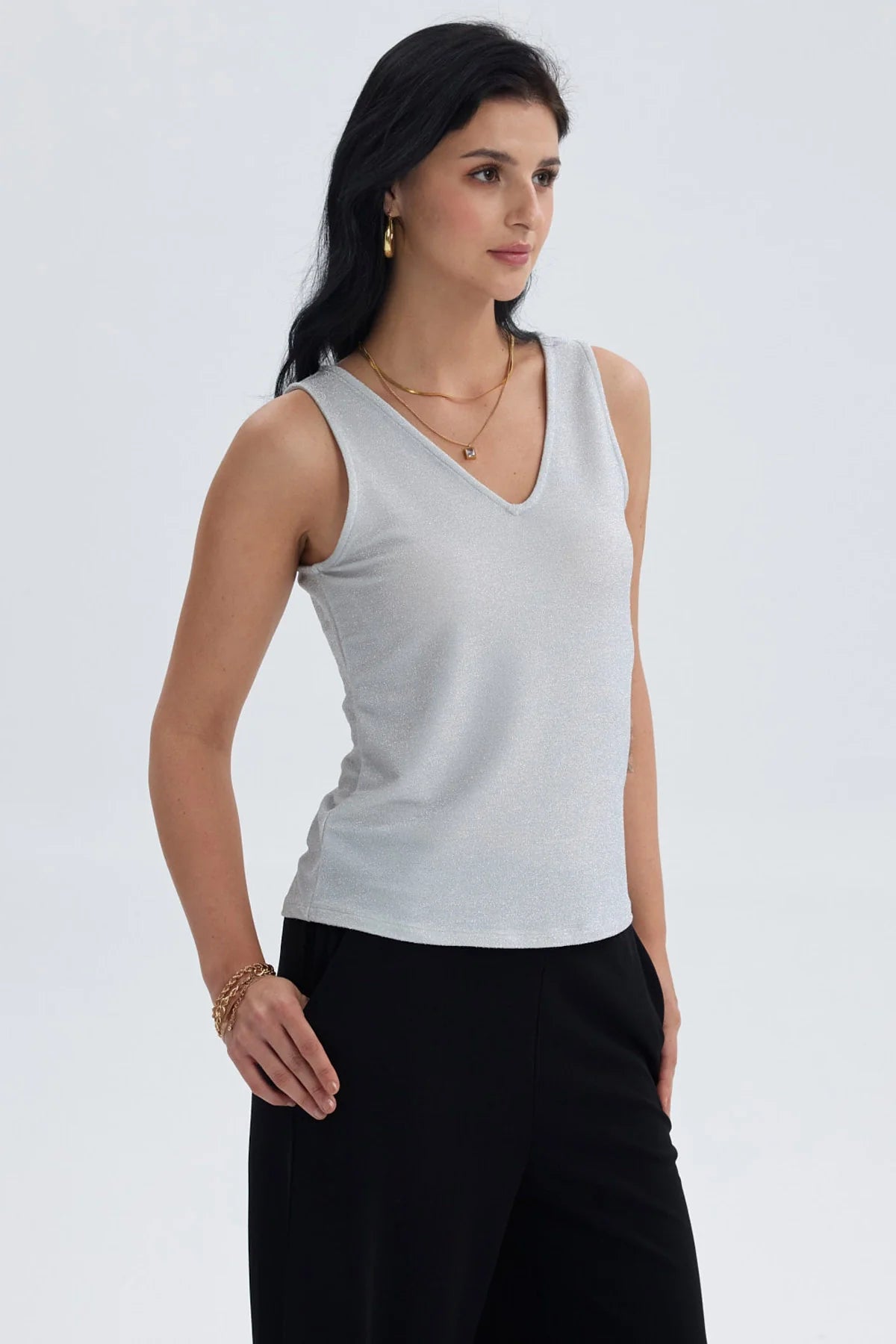 Polera Mujer Pabilo Lisa Con Textura Crudo