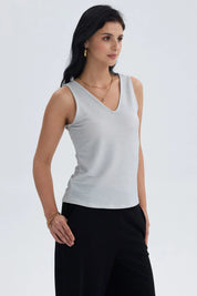 Polera Mujer Pabilo Lisa Con Textura Crudo