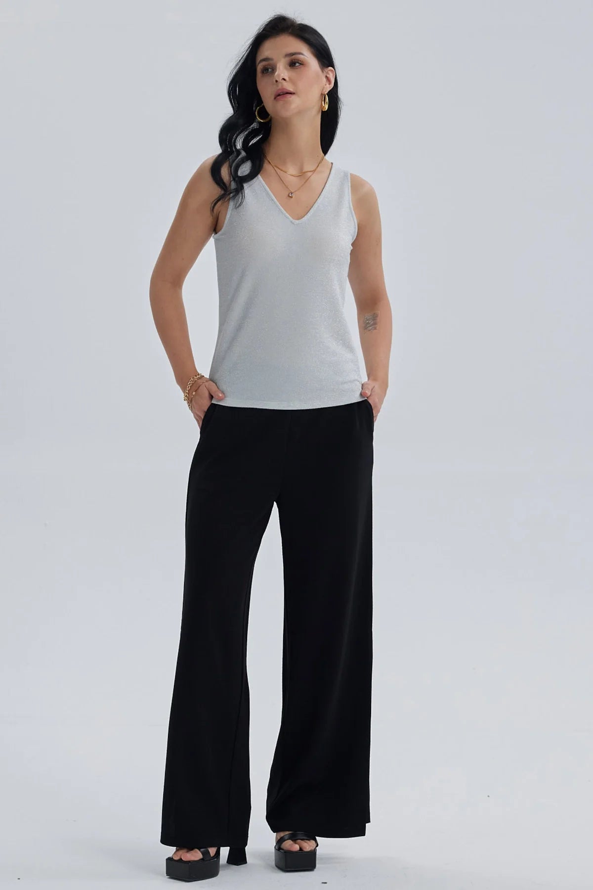 Polera Mujer Pabilo Lisa Con Textura Crudo