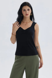 Polera Mujer Escote Cuadrado Negro