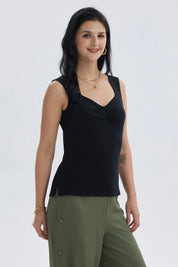 Polera Mujer Escote Cuadrado Negro