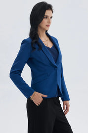 Blazer Mujer Tope Liso 1 Botón Azul Oscuro