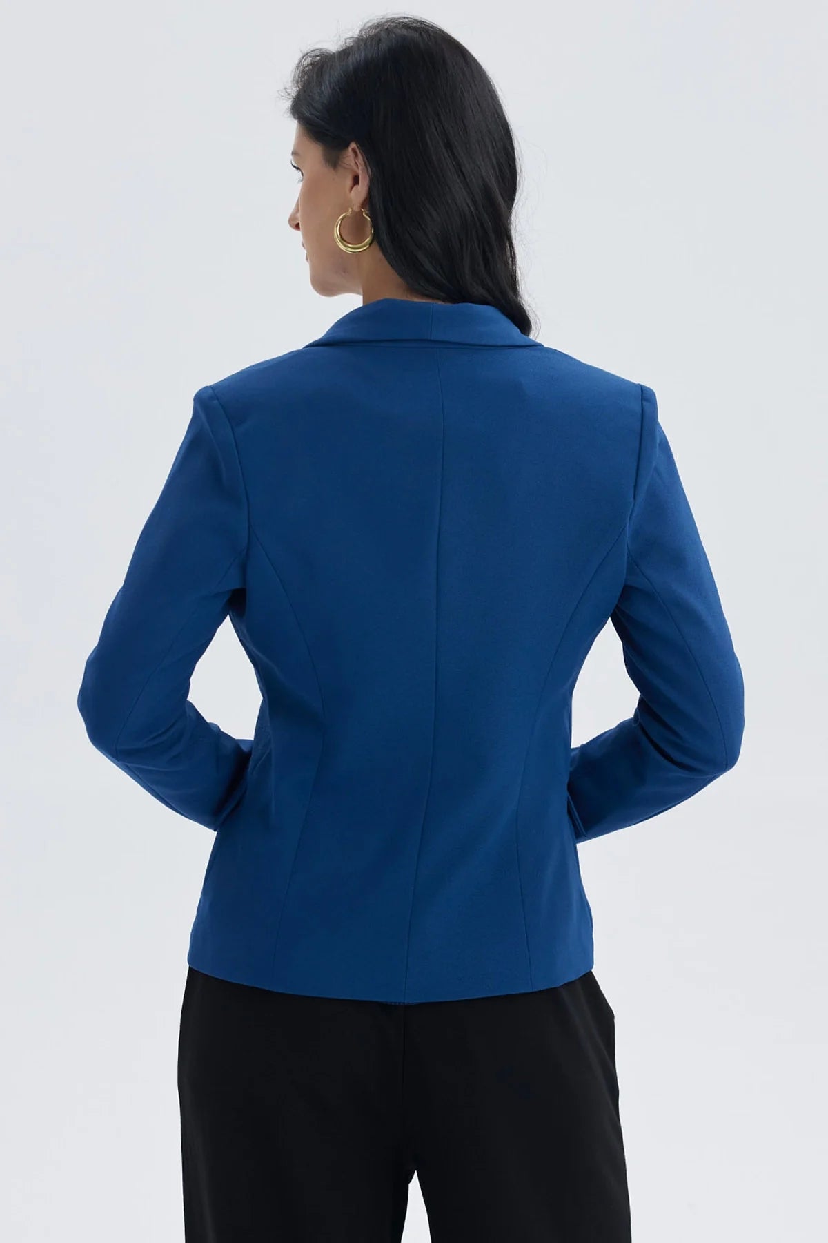 Blazer Mujer Tope Liso 1 Botón Azul Oscuro