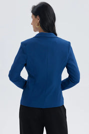 Blazer Mujer Tope Liso 1 Botón Azul Oscuro