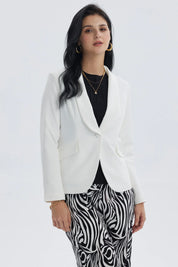 Blazer Mujer Tope Liso 1 Botón Crudo