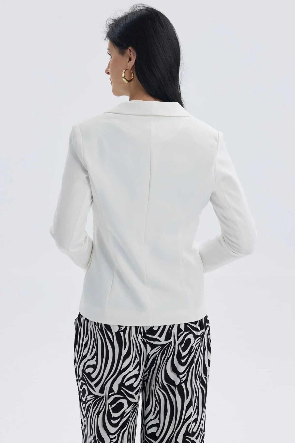 Blazer Mujer Tope Liso 1 Botón Crudo
