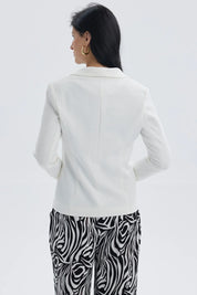 Blazer Mujer Tope Liso 1 Botón Crudo