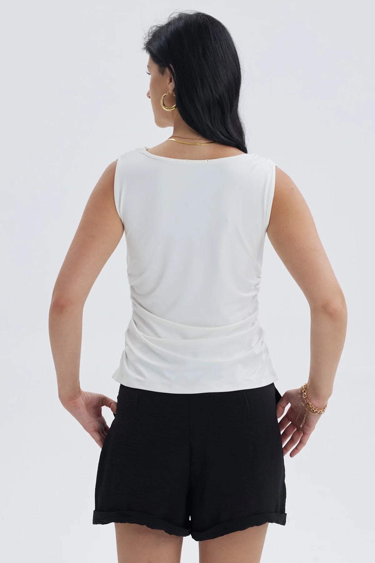 Polera Mujer Cuello Espalda Crudo