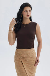 Polera Mujer Recogido Costado Chocolate