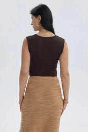 Polera Mujer Recogido Costado Chocolate