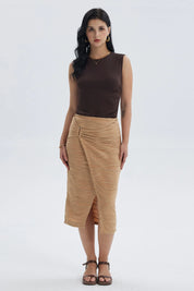 Polera Mujer Recogido Costado Chocolate