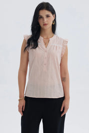 Blusa Mujer Vuelos Pata Botón Palo Rosa
