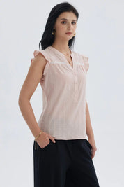 Blusa Mujer Vuelos Pata Botón Palo Rosa