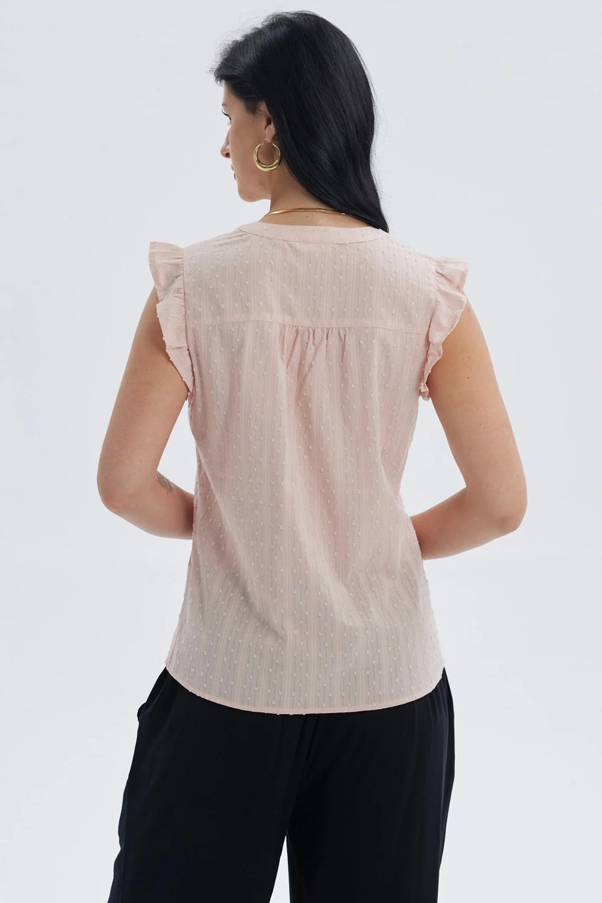 Blusa Mujer Vuelos Pata Botón Palo Rosa