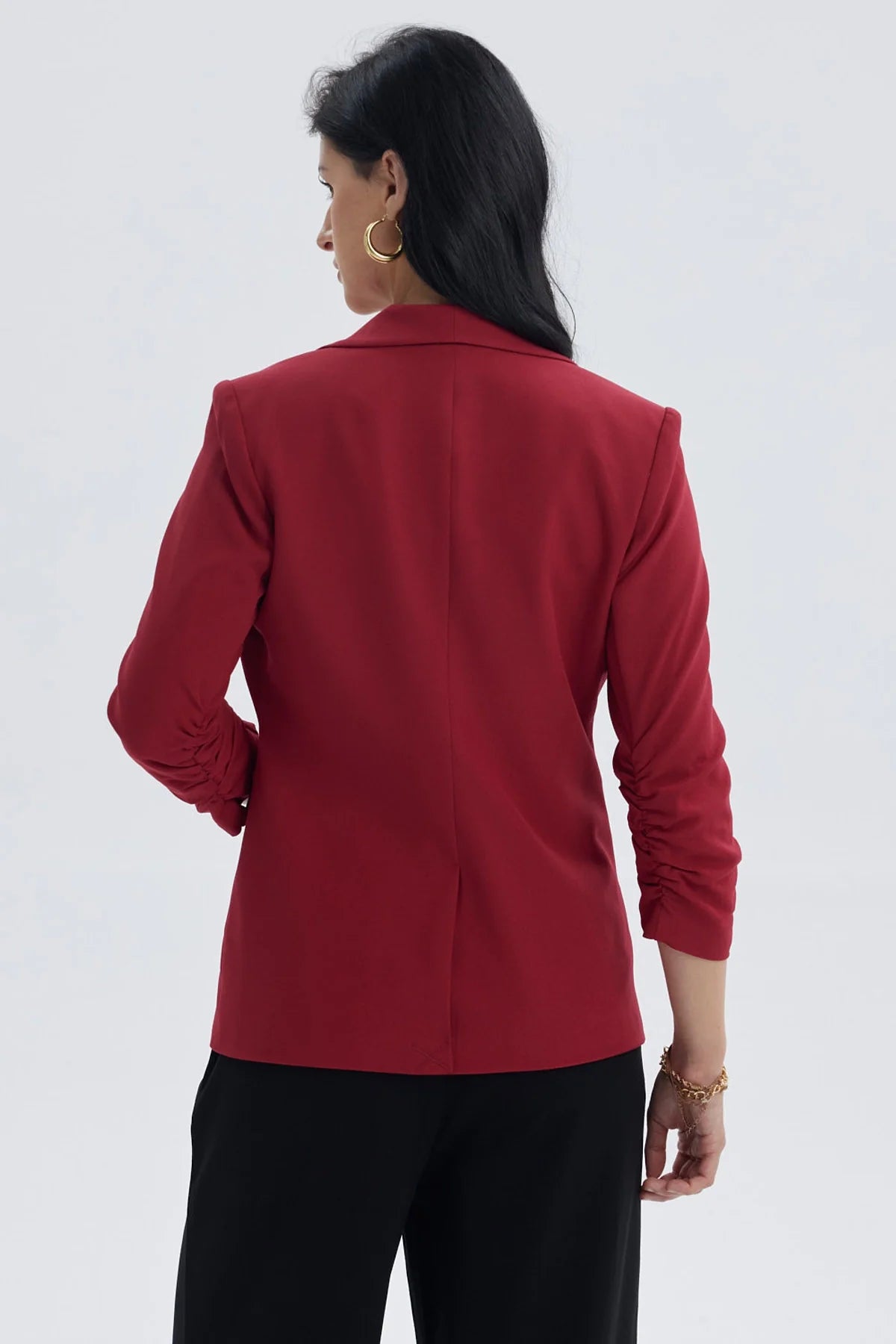 Blazer Mujer Top Liso Rojo Oscuro