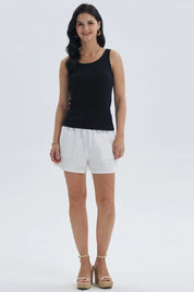 Short Mujer Textura Pretina Elasticada Crudo