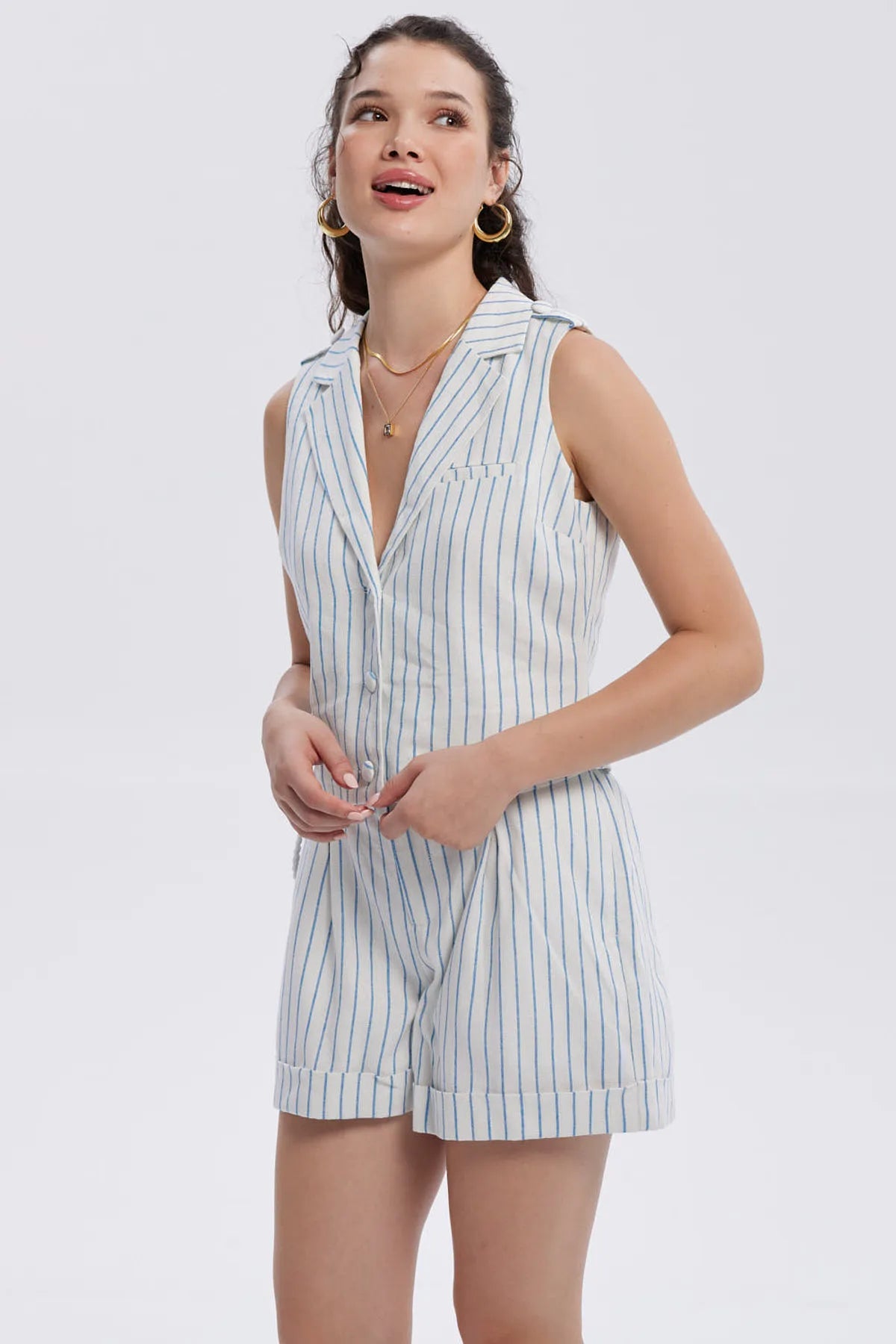 Blazer Mujer Lino Crop 1 Bolsillo Crudo