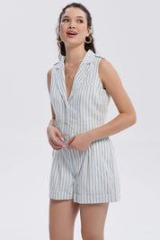 Blazer Mujer Lino Crop 1 Bolsillo Crudo