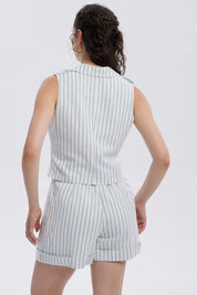 Blazer Mujer Lino Crop 1 Bolsillo Crudo