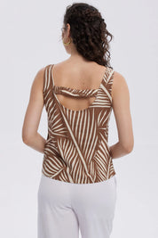 Blusa Mujer Pabilo Lino Escote Café Claro