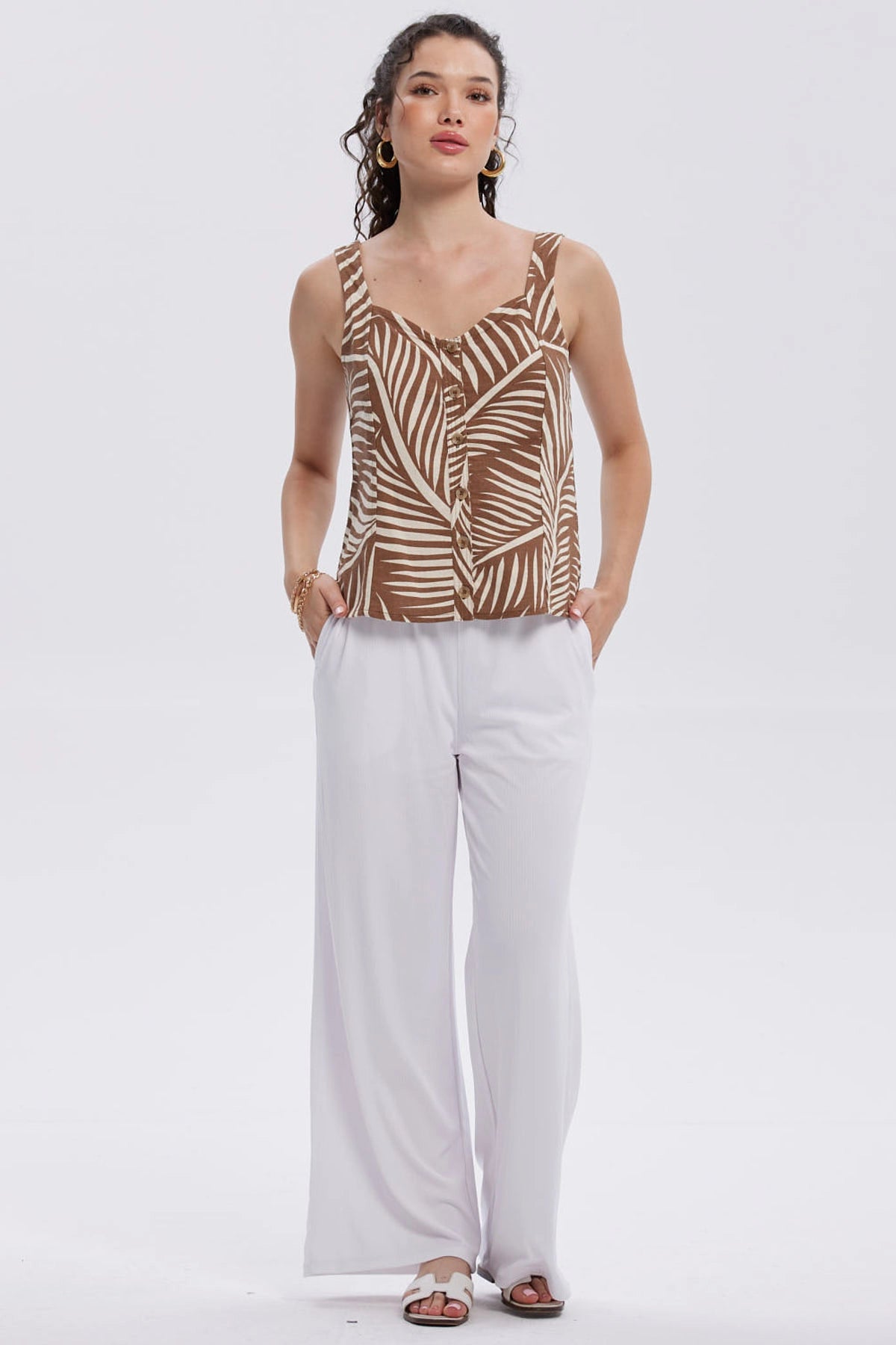 Blusa Mujer Pabilo Lino Escote Café Claro