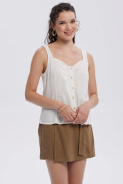 Blusa Mujer Pabilo Lino Escote Crudo