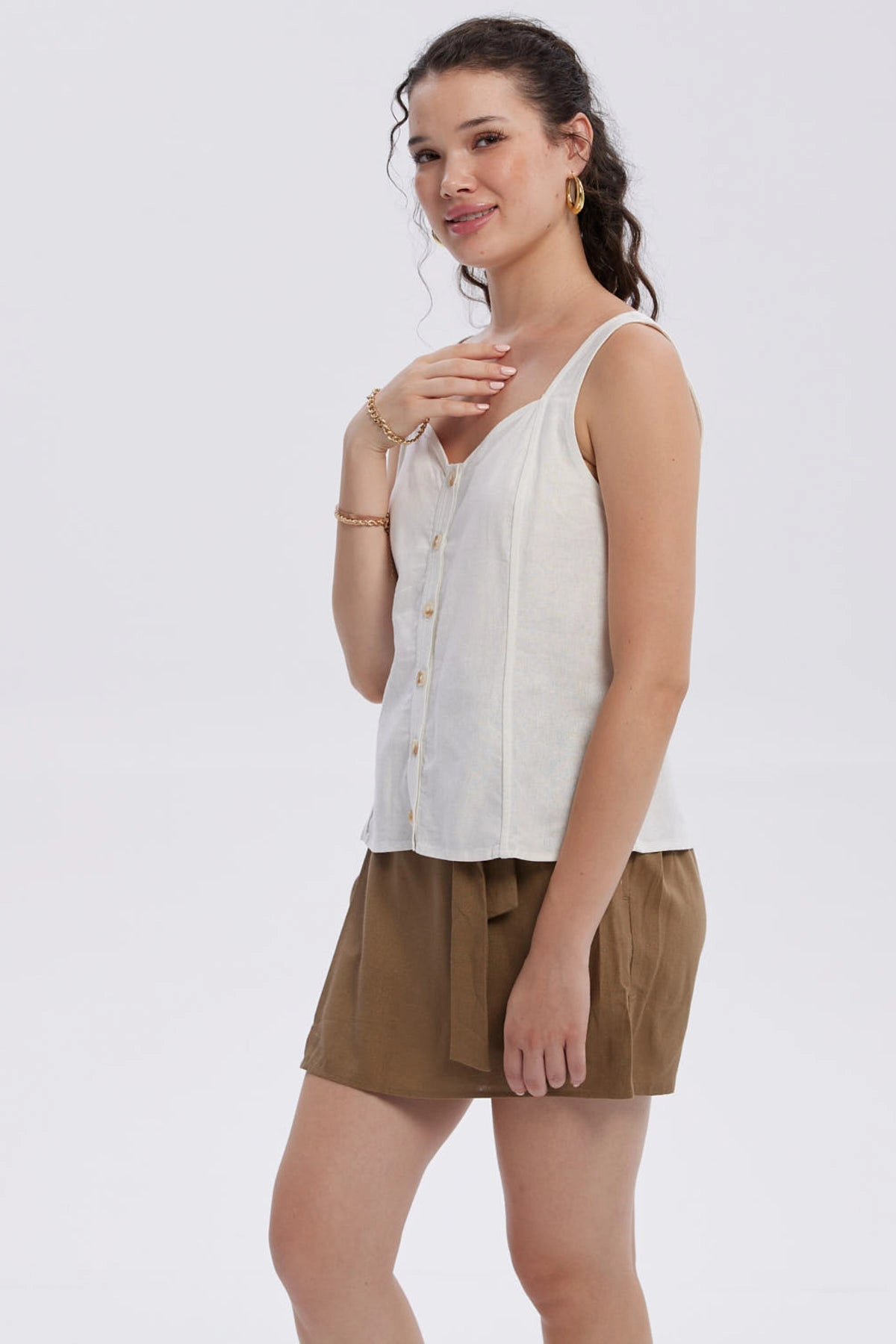 Blusa Mujer Pabilo Lino Escote Crudo
