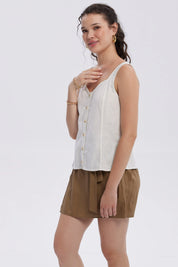 Blusa Mujer Pabilo Lino Escote Crudo