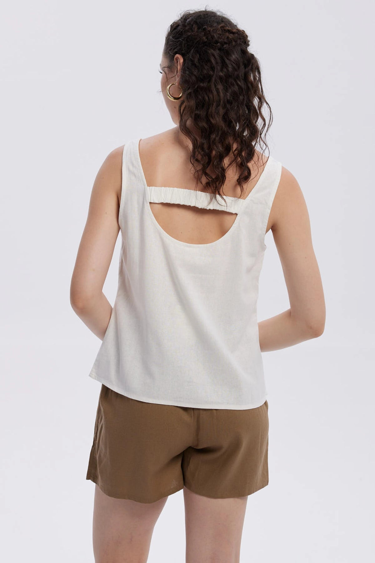 Blusa Mujer Pabilo Lino Escote Crudo