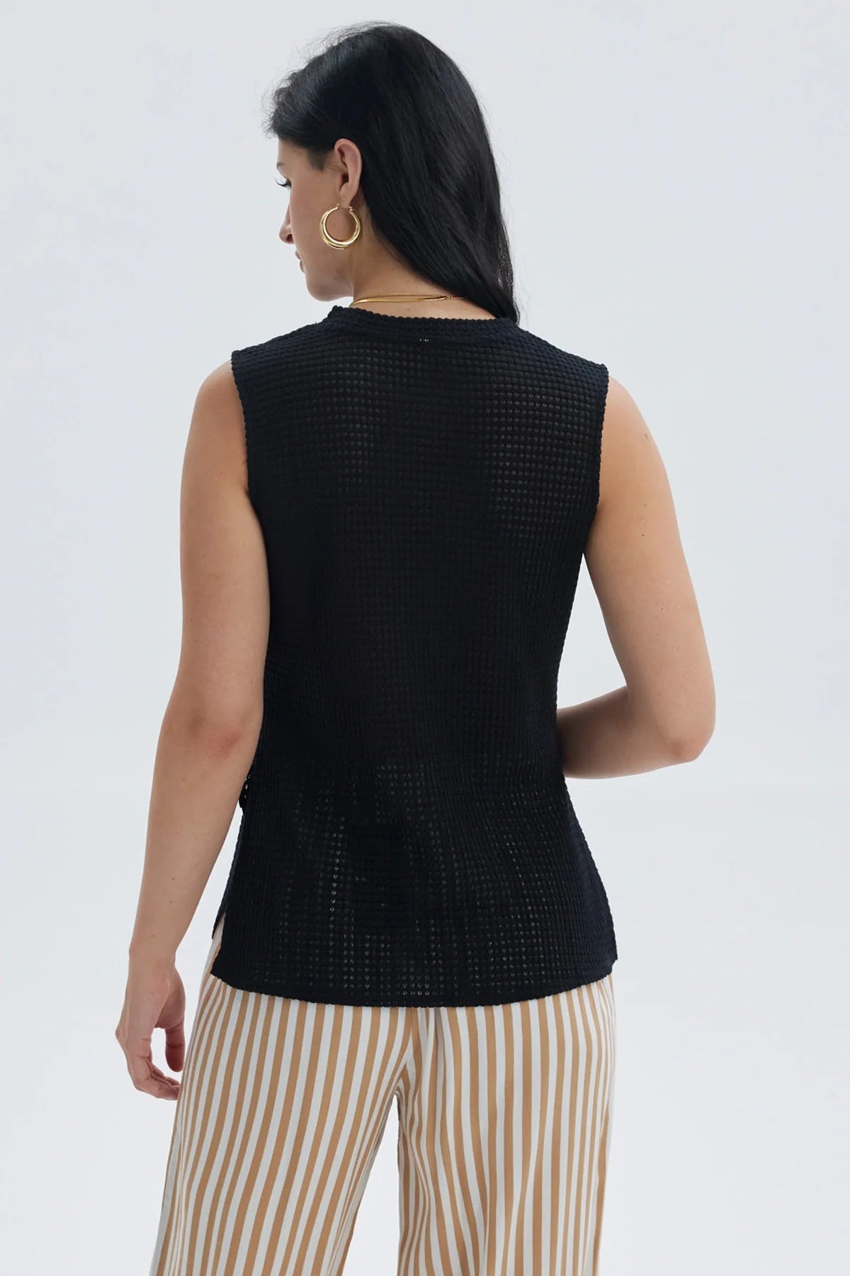 Polera Mujer Tejida Abertura Negro