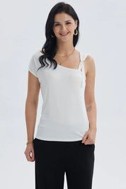 Polera Mujer Escote Asimétrico Crudo