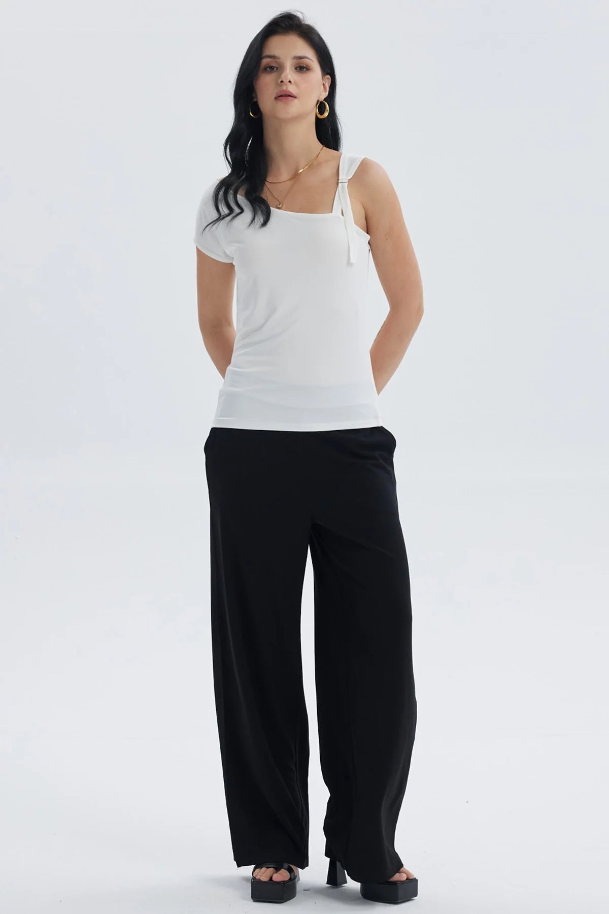 Polera Mujer Escote Asimétrico Crudo