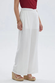 Pantalón Mujer Palazzo Bambula Pretina Crudo