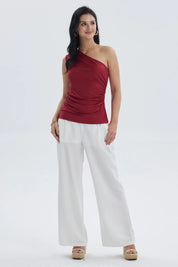 Pantalón Mujer Palazzo Bambula Pretina Crudo