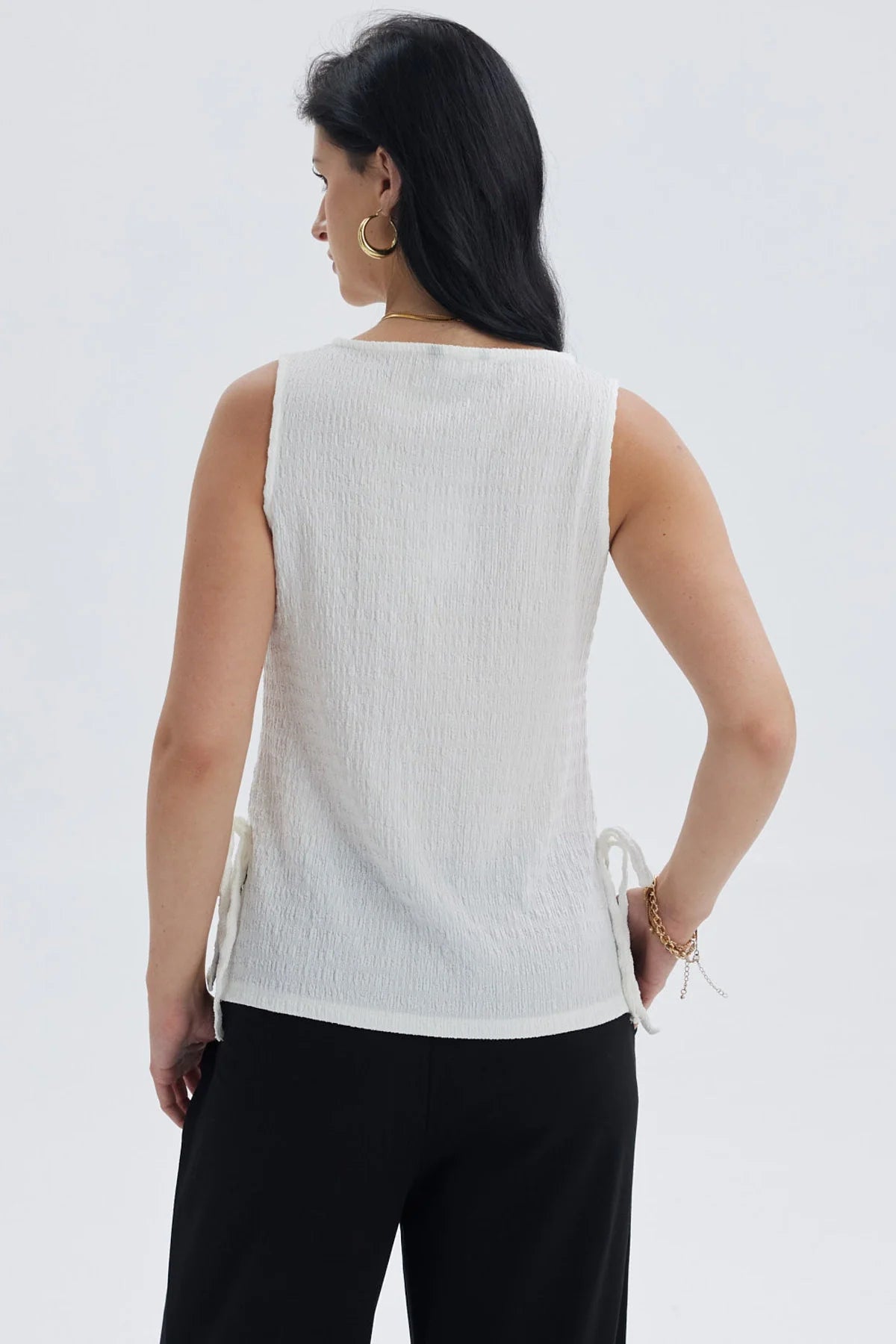 Polera Mujer Textura Abertura Crudo