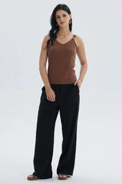 Pantalón Mujer Sastrero Con Pinzas Negro