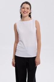 Polera Mujer Con Textura Y Abertura Blanco