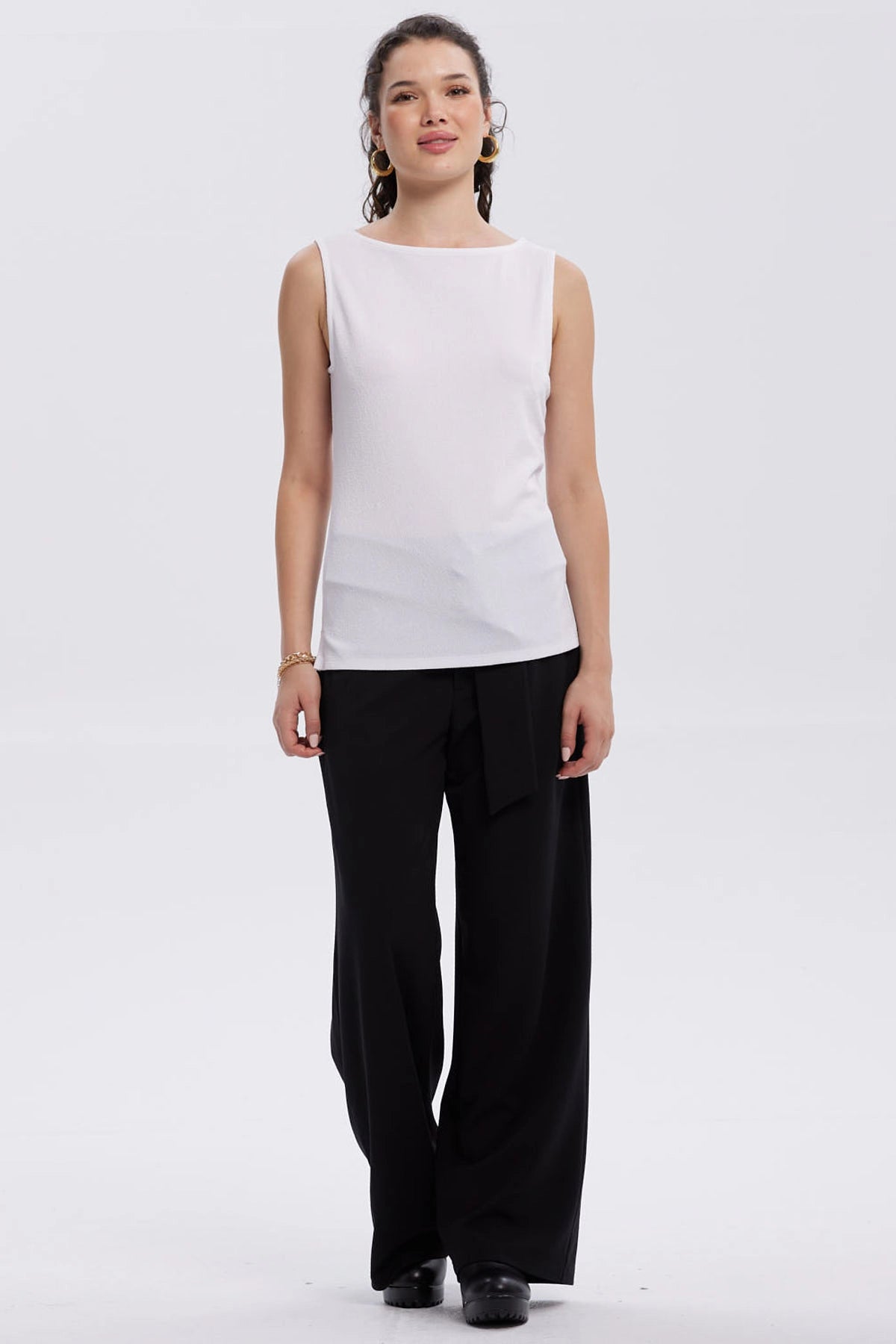 Polera Mujer Con Textura Y Abertura Blanco