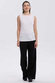 Polera Mujer Con Textura Y Abertura Blanco