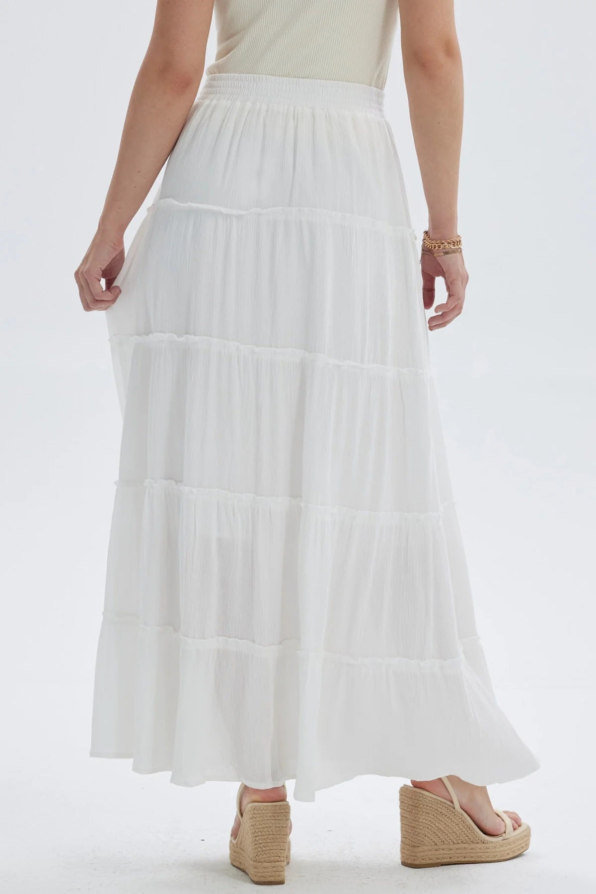 Falda Mujer Larga Bambula Aplicación Vuelos Crudo